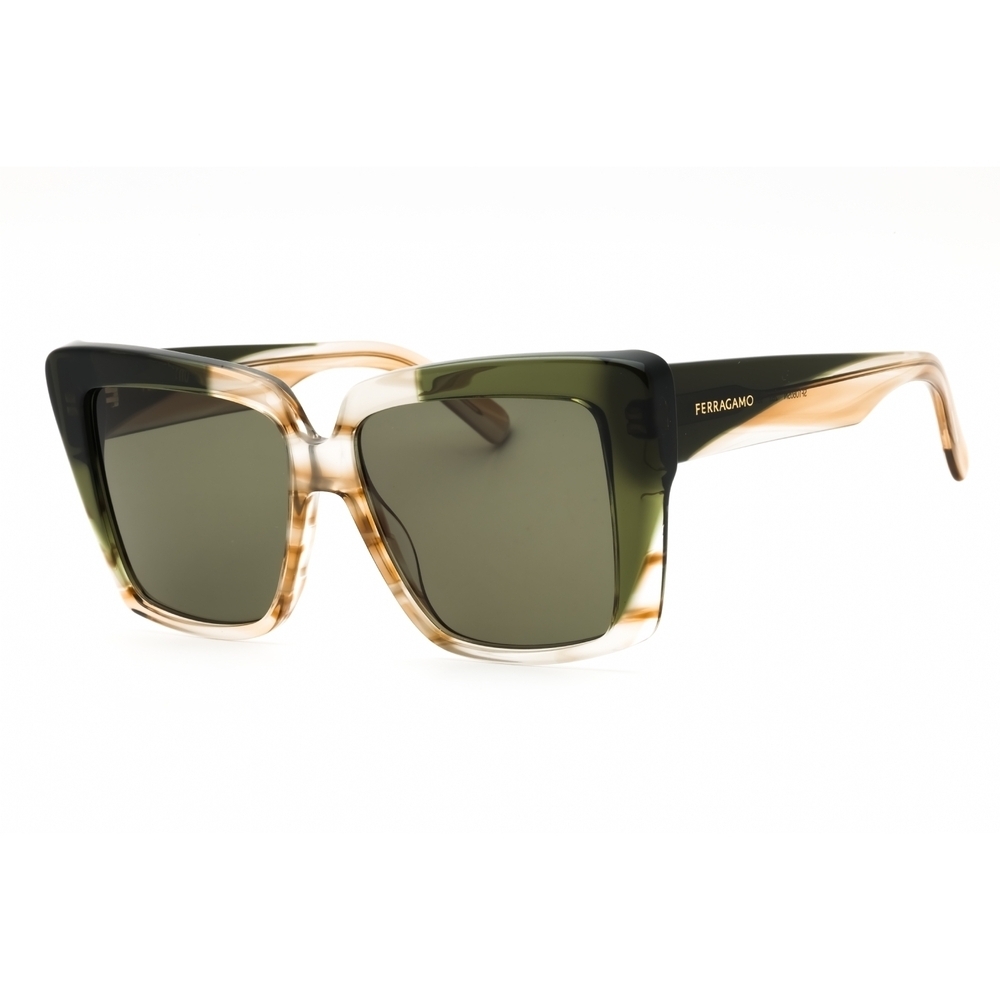 Salvatore Ferragamo SF1060SN Sunglasses Striped Honey-Khaki Acetate Oversized